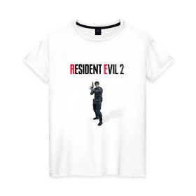 Женская футболка хлопок с принтом Resident Evil 2 : Remake (Leon Kennedy) , 100% хлопок | прямой крой, круглый вырез горловины, длина до линии бедер, слегка спущенное плечо | 