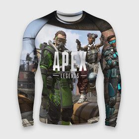 Мужской рашгард 3D с принтом APEX LEGENDS ,  |  | Тематика изображения на принте: apex | legend | legends | titanfall | апекс | бангалор | бладхаунд | верхушки | гибралтар | каустик | лайфлайн | легенда | легенды | ледженд | леджендс | мираж | рэйф | титанфол