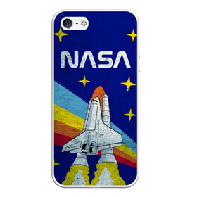 Чехол для iPhone 5/5S матовый с принтом NASA , Силикон | Область печати: задняя сторона чехла, без боковых панелей | Тематика изображения на принте: shuttle | space | звёзды | космос | маск | наса | ракета | шатл