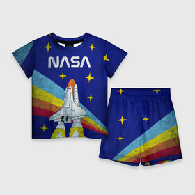 Детский костюм с шортами 3D с принтом NASA ,  |  | shuttle | space | звёзды | космос | маск | наса | ракета | шатл