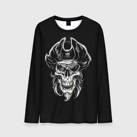 Мужской лонгслив 3D с принтом Пиратский череп , 100% полиэстер | длинные рукава, круглый вырез горловины, полуприлегающий силуэт | dead | demon | devil | executioner | metal | pirat | punisher | rap | rock | satan | sea | skull | swag | каратель | метал | море | океан | палач | пират | рок | скелет | череп
