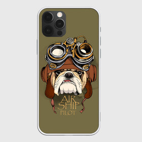 Чехол для iPhone 12 Pro Max с принтом Air ship pilot , Силикон |  | aircraft | angry | animal | breed | bulldog | dog | pilot | predator | t | бульдог | взгляд | воздушное | графика | животное | злой | зуб | зубы | надпись | очки | пилот | порода | рисунок | самолет | синий | собака | судно | текст