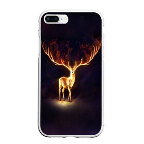 Чехол для iPhone 7Plus/8 Plus матовый с принтом Огненный олень , Силикон | Область печати: задняя сторона чехла, без боковых панелей | deer | fire | flame | horns | огонь | пламя | рога