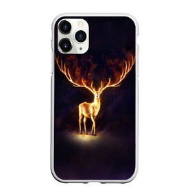 Чехол для iPhone 11 Pro Max матовый с принтом Огненный олень , Силикон |  | Тематика изображения на принте: deer | fire | flame | horns | огонь | пламя | рога