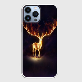 Чехол для iPhone 13 Pro Max с принтом Огненный олень ,  |  | Тематика изображения на принте: deer | fire | flame | horns | огонь | пламя | рога