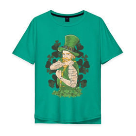 Мужская футболка хлопок Oversize с принтом День Святого Патрика , 100% хлопок | свободный крой, круглый ворот, “спинка” длиннее передней части | день патрика | день святого патрика | ирландия | клевер | тату | татуировки