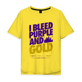 Мужская футболка хлопок Oversize с принтом Lakers Nation , 100% хлопок | свободный крой, круглый ворот, “спинка” длиннее передней части | 