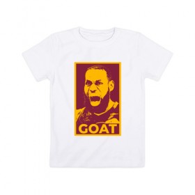 Детская футболка хлопок с принтом Lebron GOAT , 100% хлопок | круглый вырез горловины, полуприлегающий силуэт, длина до линии бедер | 