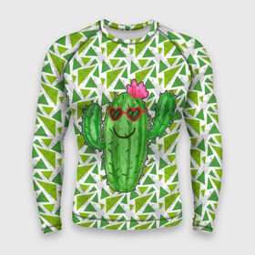 Мужской рашгард 3D с принтом Позитивный кактус ,  |  | Тематика изображения на принте: веселый кактус | зеленый | иголки | кактусы | колючий | летний | лето | настроение | прикольный | радостный | счастье | цветок | цветы | эмоции