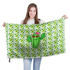 Флаг 3D с принтом Позитивный кактус , 100% полиэстер | плотность ткани — 95 г/м2, размер — 67 х 109 см. Принт наносится с одной стороны | веселый кактус | зеленый | иголки | кактусы | колючий | летний | лето | настроение | прикольный | радостный | счастье | цветок | цветы | эмоции