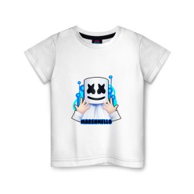 Детская футболка хлопок с принтом Marshmello , 100% хлопок | круглый вырез горловины, полуприлегающий силуэт, длина до линии бедер | christopher | comstock | dj | dotcom | friends | marshmallow | marshmello | usa | диджей | друзья | комсток | крис | маршмэллоу | продюсер | сша