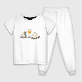 Детская пижама хлопок с принтом Soul , 100% хлопок |  брюки и футболка прямого кроя, без карманов, на брюках мягкая резинка на поясе и по низу штанин
 | белок | душа | желток | омлет | приведение | призрак | разбитый | юмор | яичко | яйцо