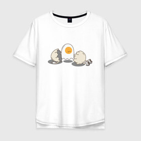 Мужская футболка хлопок Oversize с принтом Soul , 100% хлопок | свободный крой, круглый ворот, “спинка” длиннее передней части | белок | душа | желток | омлет | приведение | призрак | разбитый | юмор | яичко | яйцо