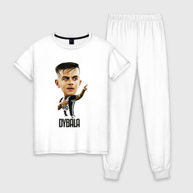 Женская пижама хлопок с принтом Dybala , 100% хлопок | брюки и футболка прямого кроя, без карманов, на брюках мягкая резинка на поясе и по низу штанин | champion | cr7 | cristiano | game | goal | italy | juventus | madrid | real | ronaldo | spain | team | буффон | гол | дибала | золотой мяч | игрок | испания | италия | криштиану | мадрид | португалия | реал | роналду | спорт | тренер | футбол | 