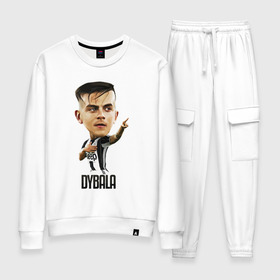 Женский костюм хлопок с принтом Dybala , 100% хлопок | на свитшоте круглая горловина, мягкая резинка по низу. Брюки заужены к низу, на них два вида карманов: два 