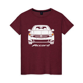 Женская футболка хлопок с принтом Honda Accord 8 поколение , 100% хлопок | прямой крой, круглый вырез горловины, длина до линии бедер, слегка спущенное плечо | accord 8 | honda | honda accord | honda accord 8