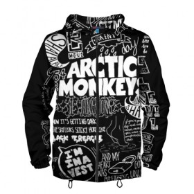 Мужская ветровка 3D с принтом Arctic Monkeys , 100% полиэстер | подол и капюшон оформлены резинкой с фиксаторами, два кармана без застежек по бокам, один потайной карман на груди | Тематика изображения на принте: arctic monkeys | алекс тёрнер | арктик манкиз | группы | джейми кук | инди | музыка | мэтт хелдерс | ник омэлли | постпанк | рок
