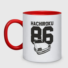 Кружка двухцветная с принтом Toyota AE86 Hachiroku , керамика | объем — 330 мл, диаметр — 80 мм. Цветная ручка и кайма сверху, в некоторых цветах — вся внутренняя часть | Тематика изображения на принте: ae86 hachiroku | hachiroku | toyota | toyota ae86 | toyota ae86 hachiroku | хачироку