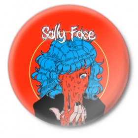 Значок с принтом Sally Face (13) ,  металл | круглая форма, металлическая застежка в виде булавки | face | fisher | larry johnson | mask | sally | sally face | sally fisher | демоны | духи | маска | призраки | салли | салли фейс | салли фишер | фейс