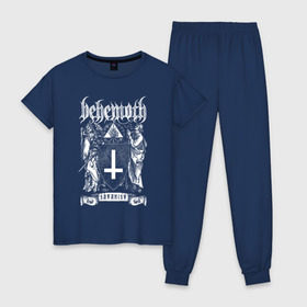 Женская пижама хлопок с принтом Behemoth , 100% хлопок | брюки и футболка прямого кроя, без карманов, на брюках мягкая резинка на поясе и по низу штанин | behemoth | black metal | death metal | inferno | nergal | orion | seth | блэк метал | группы | дэт метал | метал | музыка | рок
