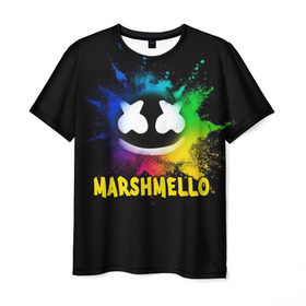 Мужская футболка 3D с принтом Marshmello , 100% полиэфир | прямой крой, круглый вырез горловины, длина до линии бедер | alone | beautiful now | disc | dj | jockey | marshmallow | американский | диджей | дискотека | маршмэллоу | продюсер