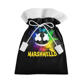 Подарочный 3D мешок с принтом Marshmello , 100% полиэстер | Размер: 29*39 см | alone | beautiful now | disc | dj | jockey | marshmallow | американский | диджей | дискотека | маршмэллоу | продюсер