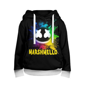 Детская толстовка 3D с принтом Marshmello , 100% полиэстер | двухслойный капюшон со шнурком для регулировки, мягкие манжеты на рукавах и по низу толстовки, спереди карман-кенгуру с мягким внутренним слоем | Тематика изображения на принте: alone | beautiful now | disc | dj | jockey | marshmallow | американский | диджей | дискотека | маршмэллоу | продюсер