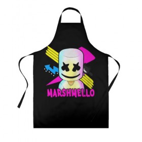 Фартук 3D с принтом Marshmello , 100% полиэстер | общий размер — 65 х 85 см, ширина нагрудника — 26 см, горловина — 53 см, длина завязок — 54 см, общий обхват в поясе — 173 см. Принт на завязках и на горловине наносится с двух сторон, на основной части фартука — только с внешней стороны | alone | beautiful now | disc | dj | jockey | marshmallow | американский | диджей | дискотека | маршмэллоу | продюсер