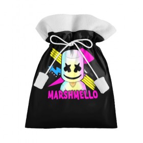 Подарочный 3D мешок с принтом Marshmello , 100% полиэстер | Размер: 29*39 см | alone | beautiful now | disc | dj | jockey | marshmallow | американский | диджей | дискотека | маршмэллоу | продюсер