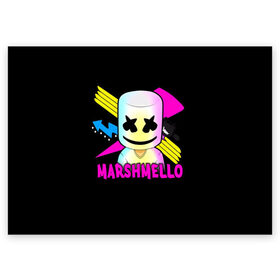 Поздравительная открытка с принтом Marshmello , 100% бумага | плотность бумаги 280 г/м2, матовая, на обратной стороне линовка и место для марки
 | alone | beautiful now | disc | dj | jockey | marshmallow | американский | диджей | дискотека | маршмэллоу | продюсер