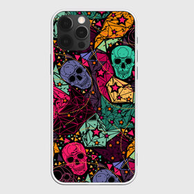 Чехол для iPhone 12 Pro Max с принтом Черепа , Силикон |  | death | fear | hallowee | horror | multicolored | sign | skulls | symbol | абстракция | геометрический | графика | звёзды | знак | линии | орнамент | праздник | разноцветные | рисунок | символ | треугольники | ужас | узор | узоры