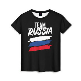 Женская футболка 3D с принтом Team Russia , 100% полиэфир ( синтетическое хлопкоподобное полотно) | прямой крой, круглый вырез горловины, длина до линии бедер | 