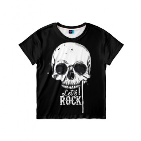 Детская футболка 3D с принтом Let is rock , 100% гипоаллергенный полиэфир | прямой крой, круглый вырез горловины, длина до линии бедер, чуть спущенное плечо, ткань немного тянется | Тематика изображения на принте: bones | death | drawing | drops | flowing | graphic | music | rock | skeleton | skull | splashes | style | symbol | брызги | графика | день мертвых | капли | кости | мексика | музыка | праздник | рисунок | рок | символ | скелет | стиль | течёт | 