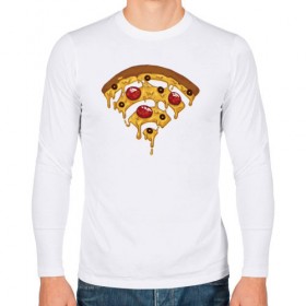 Мужской лонгслив хлопок с принтом Пицца Wi-Fi , 100% хлопок |  | pizza | wi fi | wifi | абстракция | вай фай | интернет | пицца