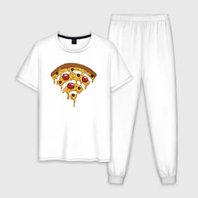 Мужская пижама хлопок с принтом Пицца Wi-Fi , 100% хлопок | брюки и футболка прямого кроя, без карманов, на брюках мягкая резинка на поясе и по низу штанин
 | pizza | wi fi | wifi | абстракция | вай фай | интернет | пицца