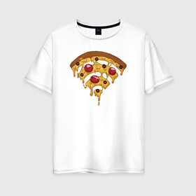 Женская футболка хлопок Oversize с принтом Пицца Wi-Fi , 100% хлопок | свободный крой, круглый ворот, спущенный рукав, длина до линии бедер
 | pizza | wi fi | wifi | абстракция | вай фай | интернет | пицца