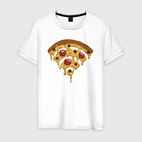 Мужская футболка хлопок с принтом Пицца Wi-Fi , 100% хлопок | прямой крой, круглый вырез горловины, длина до линии бедер, слегка спущенное плечо. | Тематика изображения на принте: pizza | wi fi | wifi | абстракция | вай фай | интернет | пицца