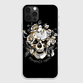 Чехол для iPhone 12 Pro Max с принтом Memento mori , Силикон |  | Тематика изображения на принте: blac | death | drawing | flowers | graphics | head | ornament | patterns | remember | roses | skeleton | skull | symbol | голова | графика | надпись | орнамент | помни | рисунок | розы | символ | скелет | текст | узоры | фон | цветы | череп | чер