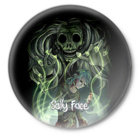 Значок с принтом Sally Face (18) ,  металл | круглая форма, металлическая застежка в виде булавки | face | fisher | larry johnson | mask | sally | sally face | sally fisher | демоны | духи | маска | призраки | салли | салли фейс | салли фишер | фейс