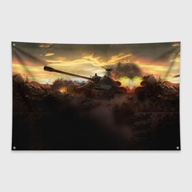 Флаг-баннер с принтом танк на закате , 100% полиэстер | размер 67 х 109 см, плотность ткани — 95 г/м2; по краям флага есть четыре люверса для крепления | 23 февраля | tank | игры | мужу | папе | сыну | танк