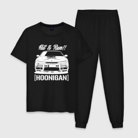 Мужская пижама хлопок с принтом Nissan Silvia S14 Hoonigan , 100% хлопок | брюки и футболка прямого кроя, без карманов, на брюках мягкая резинка на поясе и по низу штанин
 | Тематика изображения на принте: hoonigan | nissan | nissan silvia s14 | silvia s14