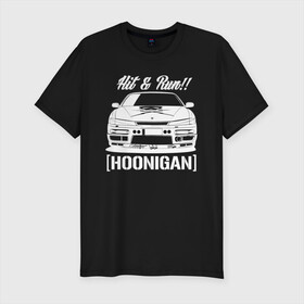 Мужская футболка хлопок Slim с принтом Nissan Silvia S14 Hoonigan , 92% хлопок, 8% лайкра | приталенный силуэт, круглый вырез ворота, длина до линии бедра, короткий рукав | hoonigan | nissan | nissan silvia s14 | silvia s14