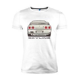 Мужская футболка премиум с принтом Nissan Skyline R32 , 92% хлопок, 8% лайкра | приталенный силуэт, круглый вырез ворота, длина до линии бедра, короткий рукав | nissan | nissan skyline | nissan skyline r32 | r32 | skyline r32