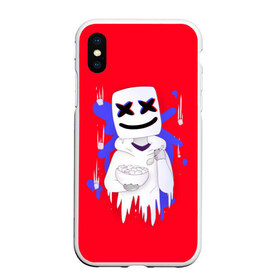 Чехол для iPhone XS Max матовый с принтом Marshmello , Силикон | Область печати: задняя сторона чехла, без боковых панелей | Тематика изображения на принте: christopher comstock | dj | glitch | marshmello | music | глитч | диджей | крис комсток | маршмэллоу | музыка