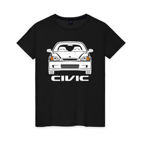 Женская футболка хлопок с принтом Honda Civic EK 6 поколение , 100% хлопок | прямой крой, круглый вырез горловины, длина до линии бедер, слегка спущенное плечо | civic ek | ek 6 поколение | honda | honda civic | honda civic ek 6 поколение