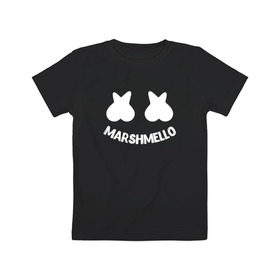Детская футболка хлопок с принтом Marshmello , 100% хлопок | круглый вырез горловины, полуприлегающий силуэт, длина до линии бедер | 