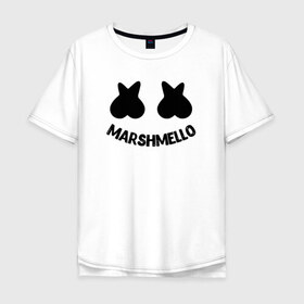 Мужская футболка хлопок Oversize с принтом Marshmello , 100% хлопок | свободный крой, круглый ворот, “спинка” длиннее передней части | christopher comstock | dj | marshmello | music | диджей | клубная музыка | клубняк | крис комсток | логотип | маршмэллоу | музыка
