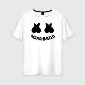 Женская футболка хлопок Oversize с принтом Marshmello , 100% хлопок | свободный крой, круглый ворот, спущенный рукав, длина до линии бедер
 | christopher comstock | dj | marshmello | music | диджей | клубная музыка | клубняк | крис комсток | логотип | маршмэллоу | музыка