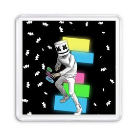 Магнит 55*55 с принтом Marshmello , Пластик | Размер: 65*65 мм; Размер печати: 55*55 мм | dj | electro | electronic | marshmello | mask | music | зефир | маршмелоу | музыка