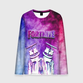 Мужской лонгслив 3D с принтом Fortnite & Marshmello (Color). , 100% полиэстер | длинные рукава, круглый вырез горловины, полуприлегающий силуэт | Тематика изображения на принте: color | fortnite | fortnite 2 | fortnite x | geometry | marshmello | ninja | streamer | texture | абстракция | геометрия | дизайн | дым | игра | красочный дым | маршмелло | ниндзя | радуга | силуэт | стиль | текстура | улыбка | 